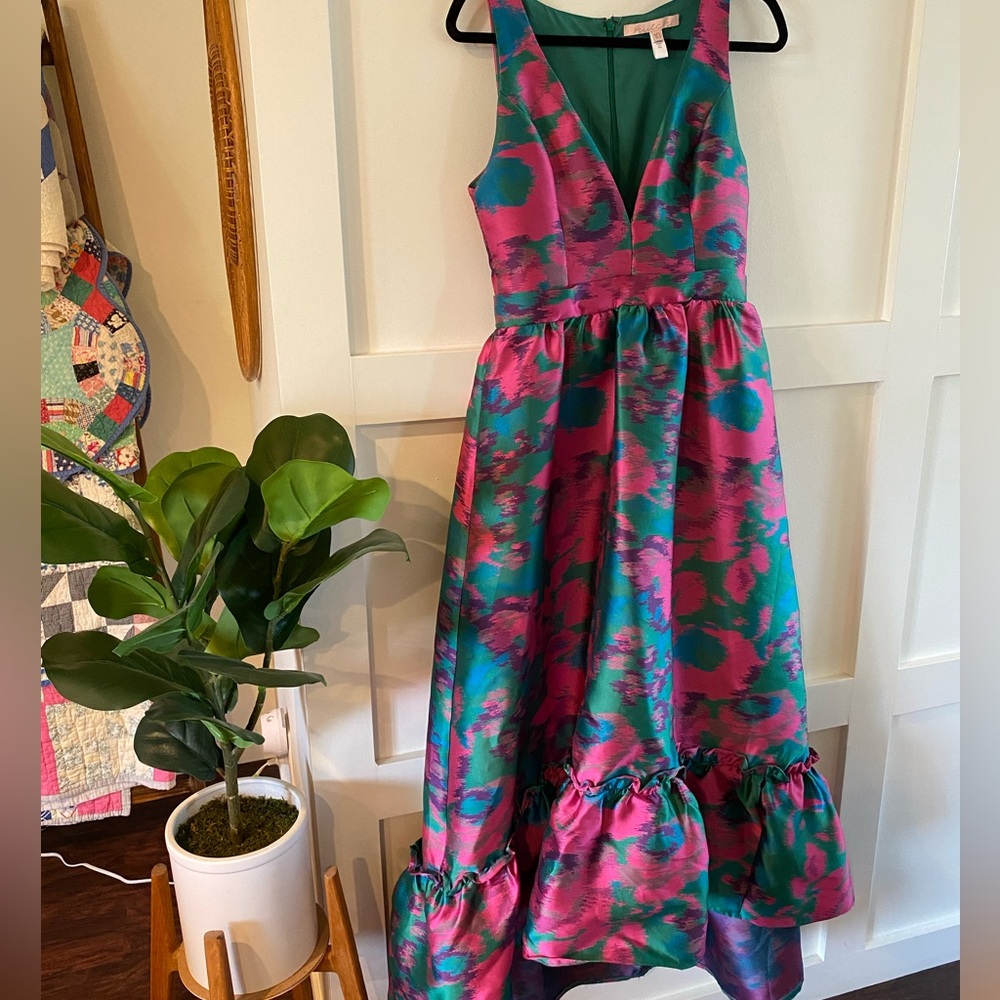 Anthropologie Hutch Jacquard High-Low Midi Dress